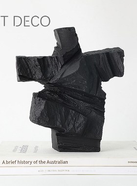 黑色人物摆中太极现代新件式抽象树脂艺术间样板品售楼部书房软装