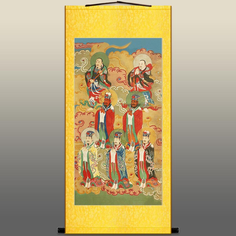 三官大帝神像画 北极四圣元帅画像 绢布材质水陆画卷轴挂画定制