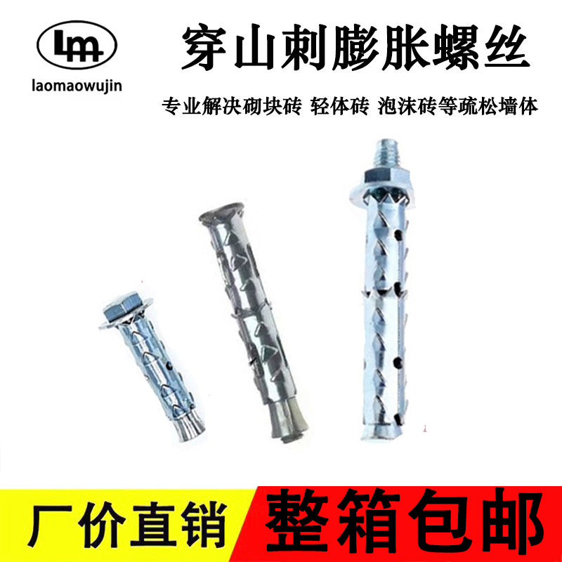 整箱空心砖膨胀螺丝轻体砖穿山刺带刺锚栓砖膨胀螺丝泡沫砖加气块