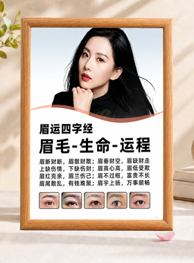 纹眉店眉运四字经宣传装饰相框半永久纹绣门店装饰摆台挂画