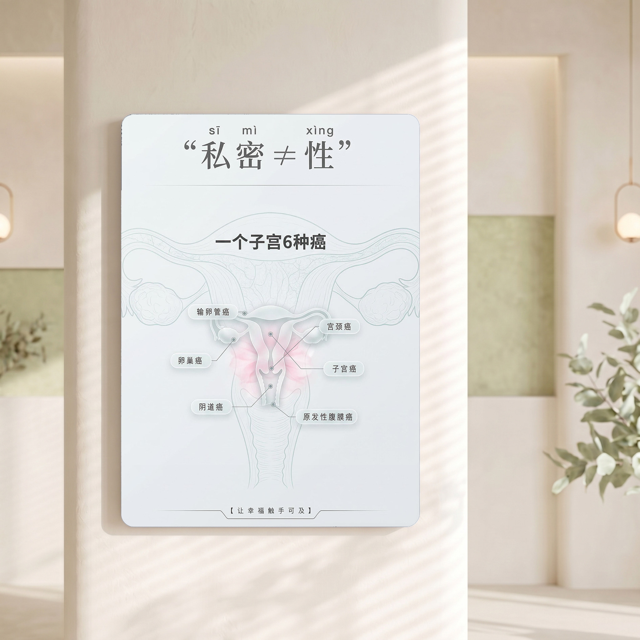 子宫 6 种癌科普海报女性私密健康知识宣传美容院养生馆装饰画