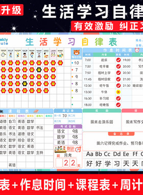 小计生自律表家用儿童开成成长好习惯养学学划表奖励贴纸学习墙贴