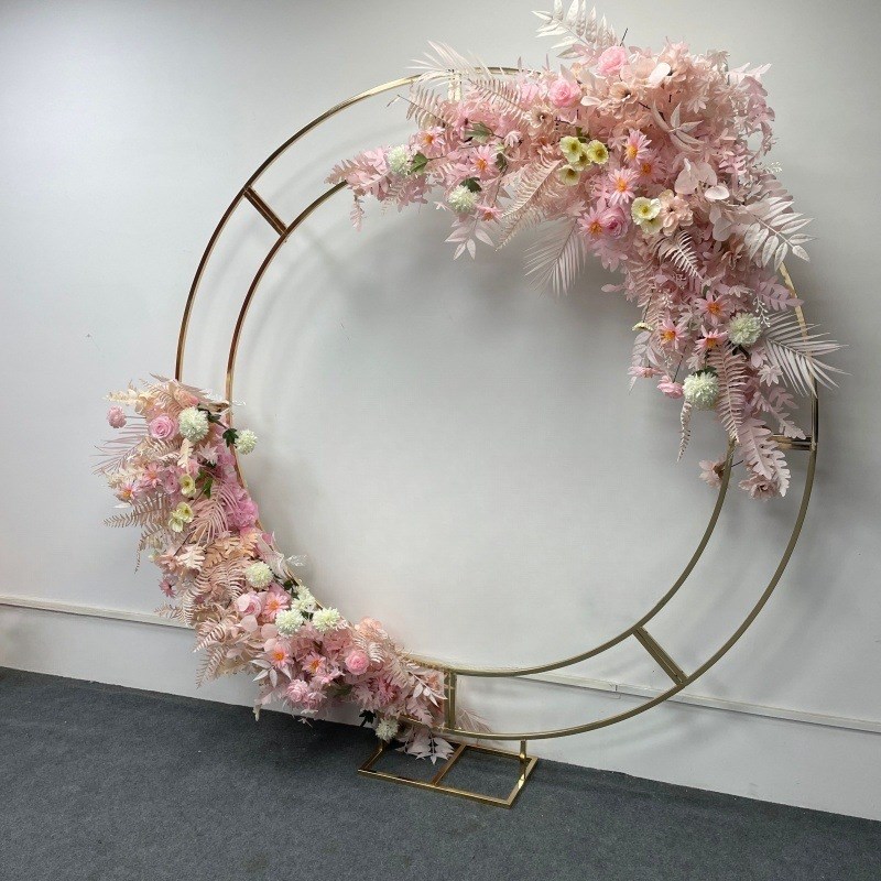 网红景区双圆架子道具花艺u摆件求婚拱门婚礼背景舞台装饰订婚布
