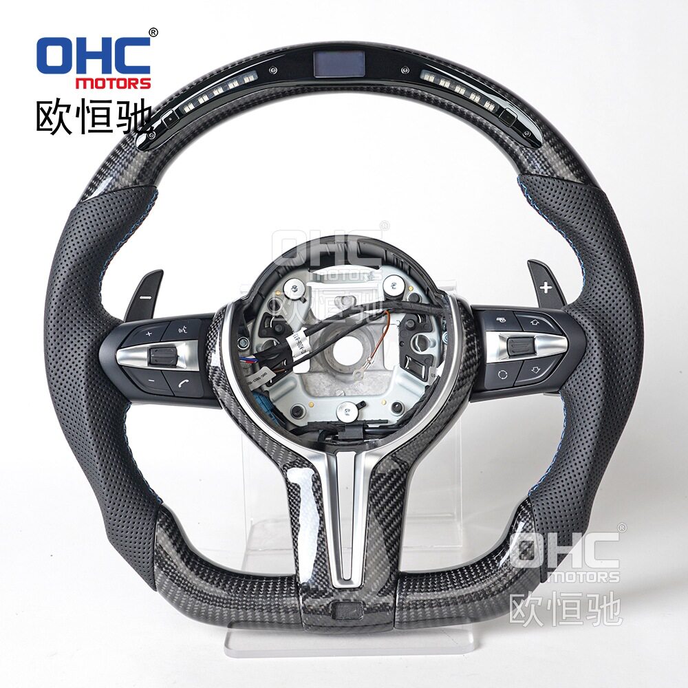 适用于06-18款宝马E60M3款造型改装LED碳纤多功能平底方向盘总成