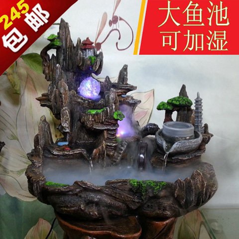 搬水轮运山流水喷泉鱼缸招财客厅办公室前台转假摆件开业风家送礼
