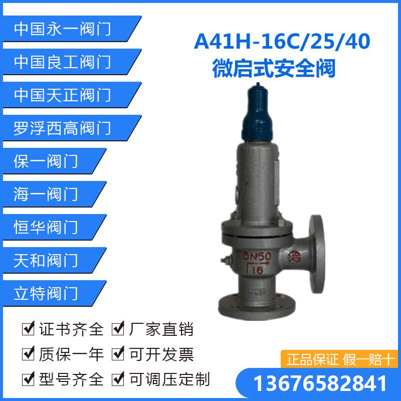 永一罗浮天正A41H-16/25/40C/P/R铸钢弹簧法兰式安全阀空气石油水