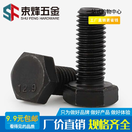 M10M12M14M1618M20 12.9级全牙外六角螺丝全螺纹螺栓 *30x100x200