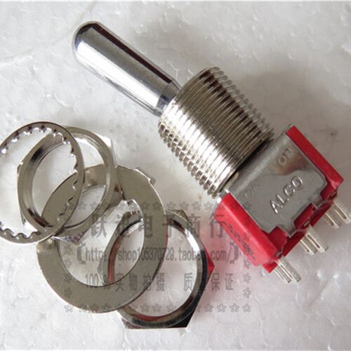 1440 进口ALCO大头钮子开关 2A250V 6脚2档摇头 拨动开关 12MM