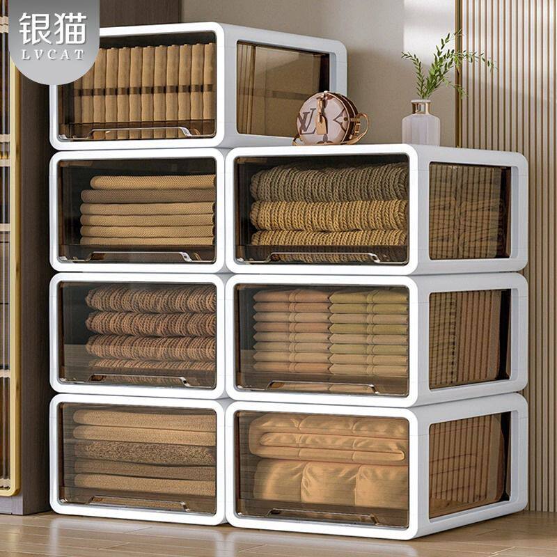 透明抽屉式收纳柜桌面大容量加厚免安装收纳抽屉家用通用储物柜子