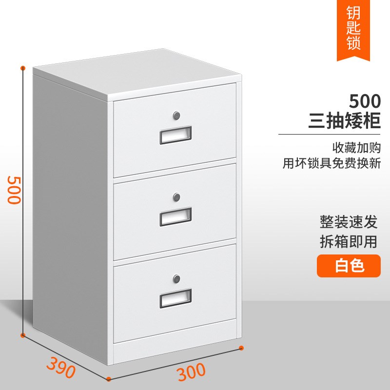办公小柜子矮柜储物柜带锁文件柜铁皮柜单个小型收U纳柜桌下资料