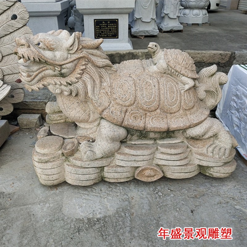 龙头乌龟龙龟j祥瑞兽摆件 园林景观石雕乌龟小动物摆件