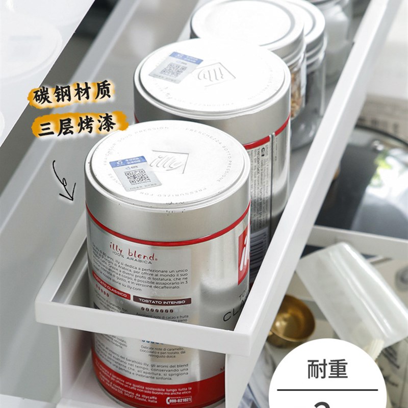 06YM厨房橱柜内抽屉分层架伸缩抽拉式深抽屉上下分隔W置物餐具收