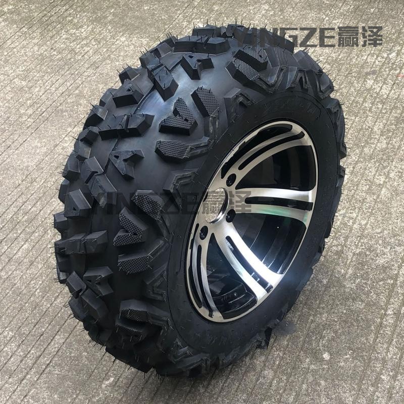 四轮卡丁车配件 沙滩车26X11-14寸A字花纹越野轮胎铝轮毂