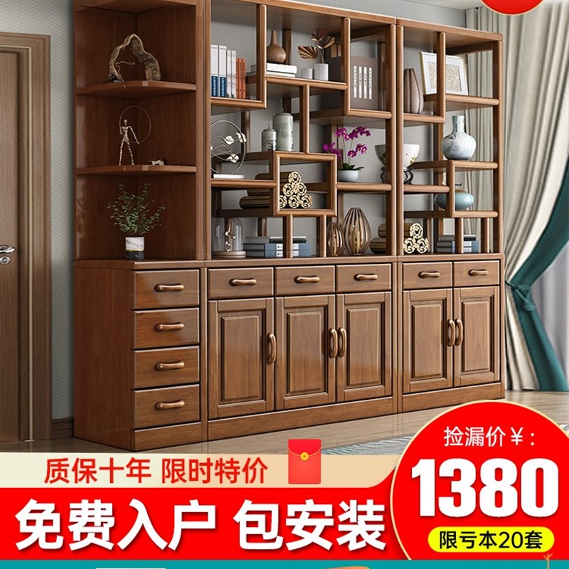 新中式实木间厅柜隔断客厅进门屏风双面玄关柜鞋柜现代简约收纳柜