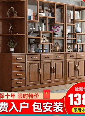 新中式实木间厅柜隔断客厅进门屏风双面玄关柜鞋柜现代简约收纳柜