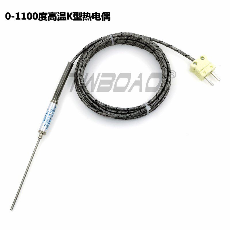 0-1000度高温铠装探针式热电偶K型插头热电偶温度传感器细探针