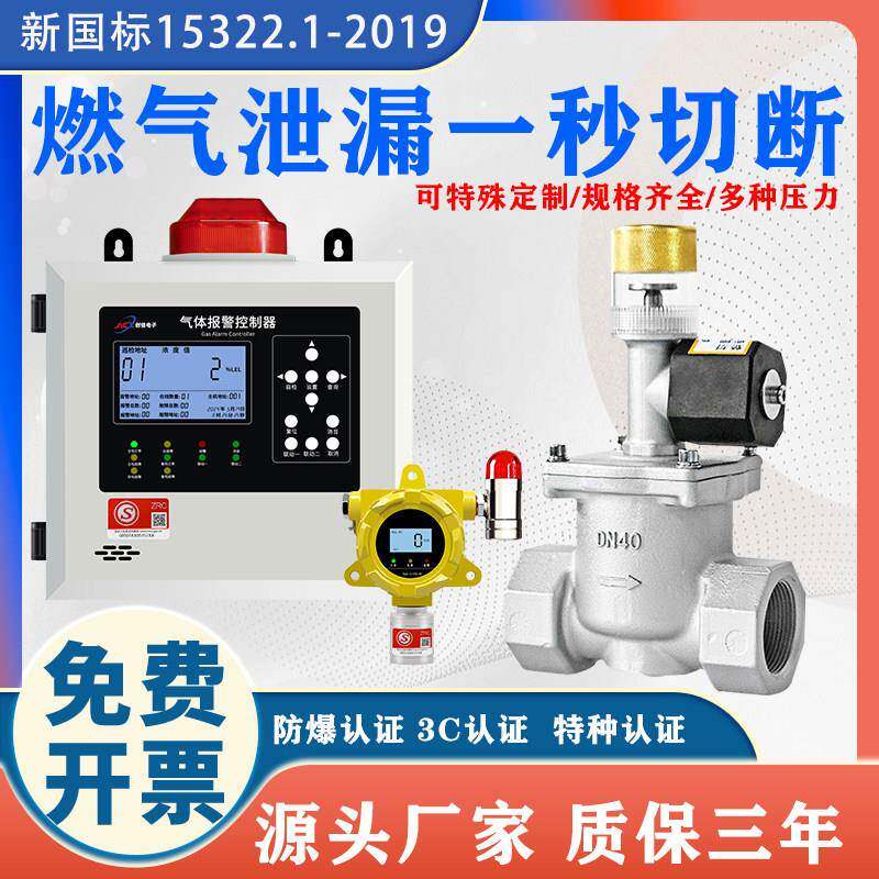 燃气泄漏警报器自动切断阀工业商用瓦斯管道紧急电磁式控制阀门