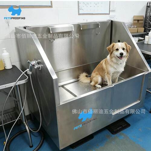 佰4提宠不锈钢30宠物浴缸猫狗洗澡盆大型犬浴池落地款推拉门拉门