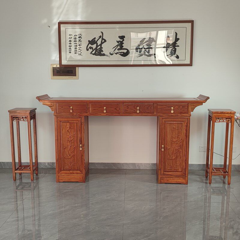 实木中堂六件套农佛套用仿古八仙桌椅组合四件家柜体中式条案村台