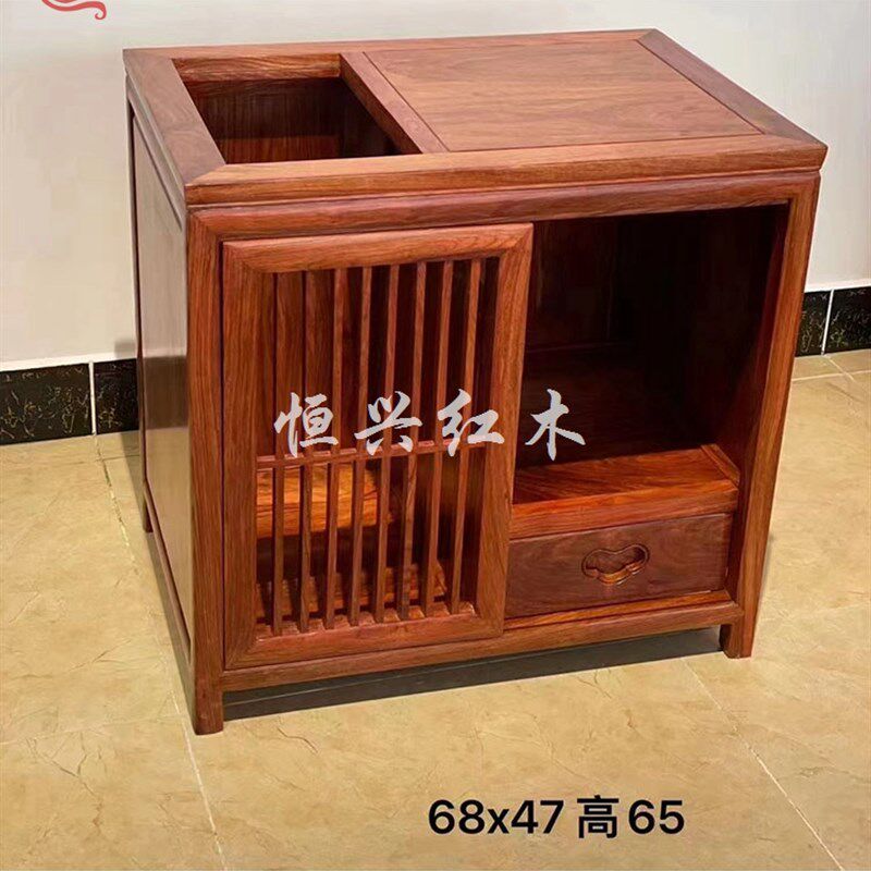 中式红木餐边柜茶水柜刺猬紫檀烧水架茶桌边柜客厅可移动茶车茶几