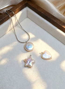 淡水巴洛克珍珠星星吊坠项链女小众设计感简约爱心锁骨链百搭颈链