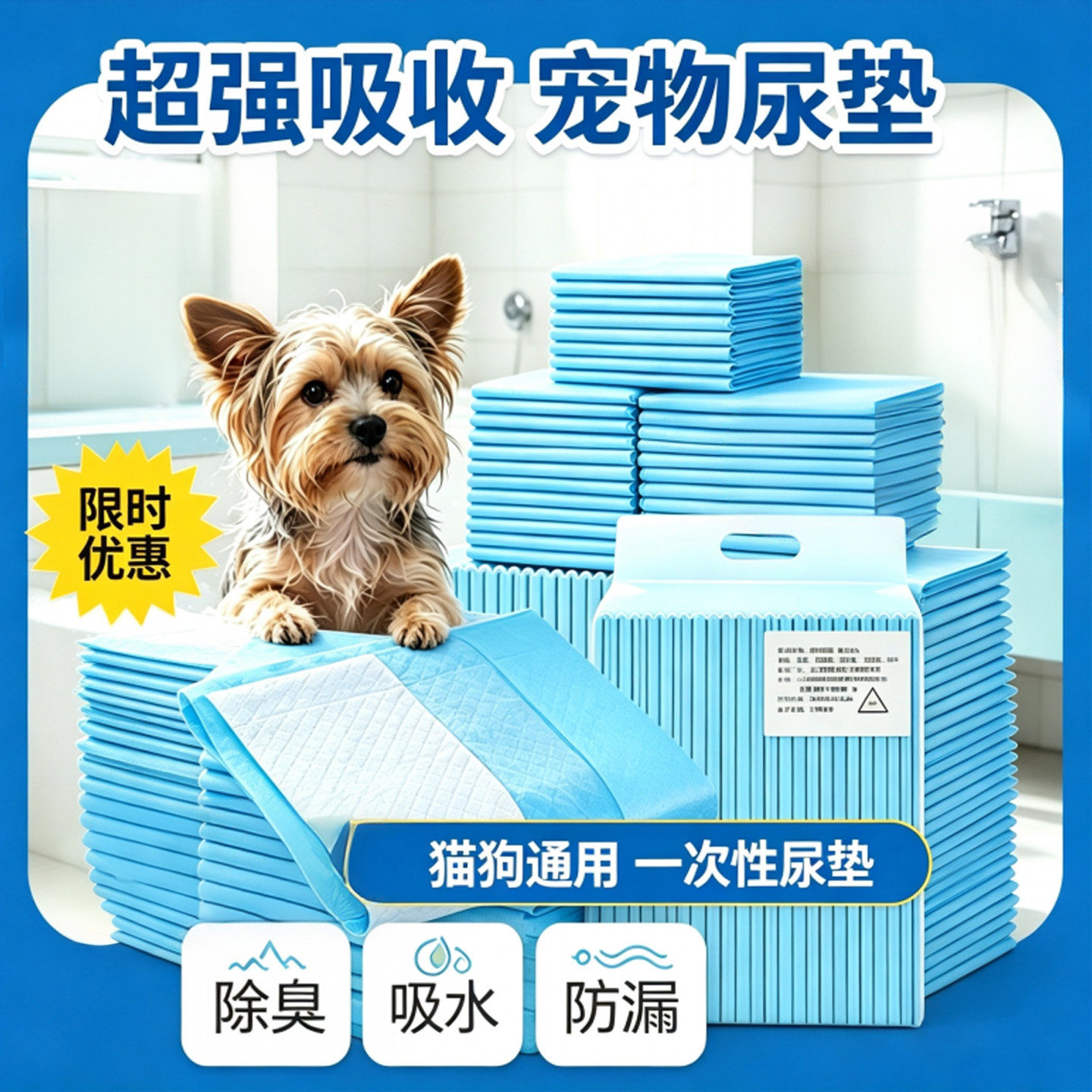 宠物尿垫猫狗通用一次性训导除臭加厚吸水防漏狗厕所防渗水护理垫