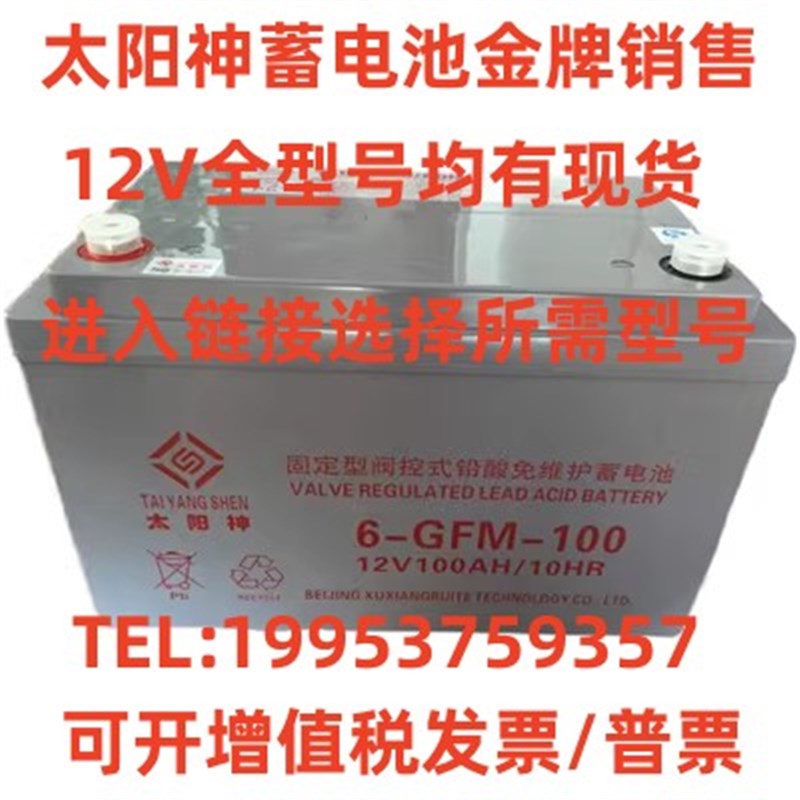 太阳神蓄电池6-FM-24 12V24AH7A12A15A17A38A65A100AH消防UPS电源