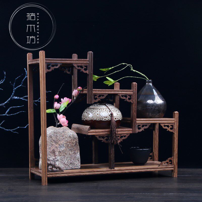 红木博古架小型加宝阁加大多宽鸡翅木茶具架架木置物实紫砂壶架子