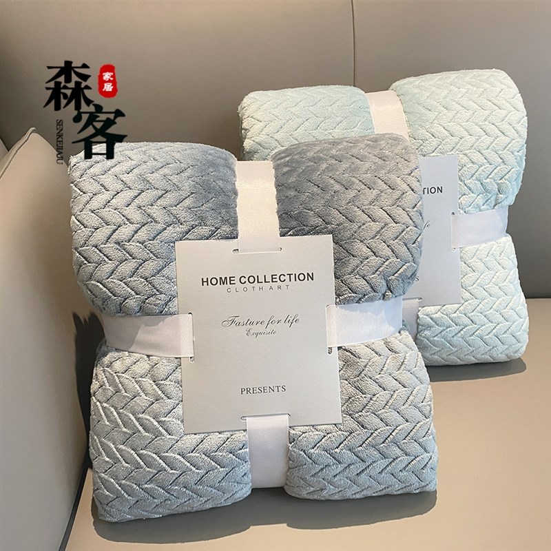 新款 空调纹绒床单小毯单加厚子毯毯麦穗双人珊瑚午睡礼品毛毯