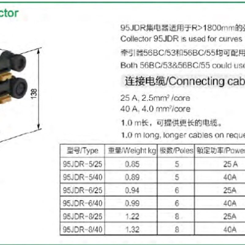 安能滑触线专用 95系列集电器 大四级弧形滑触线集电器