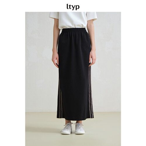 ltyp美丽诺羊毛棉撞色织带轻运动半身裙女