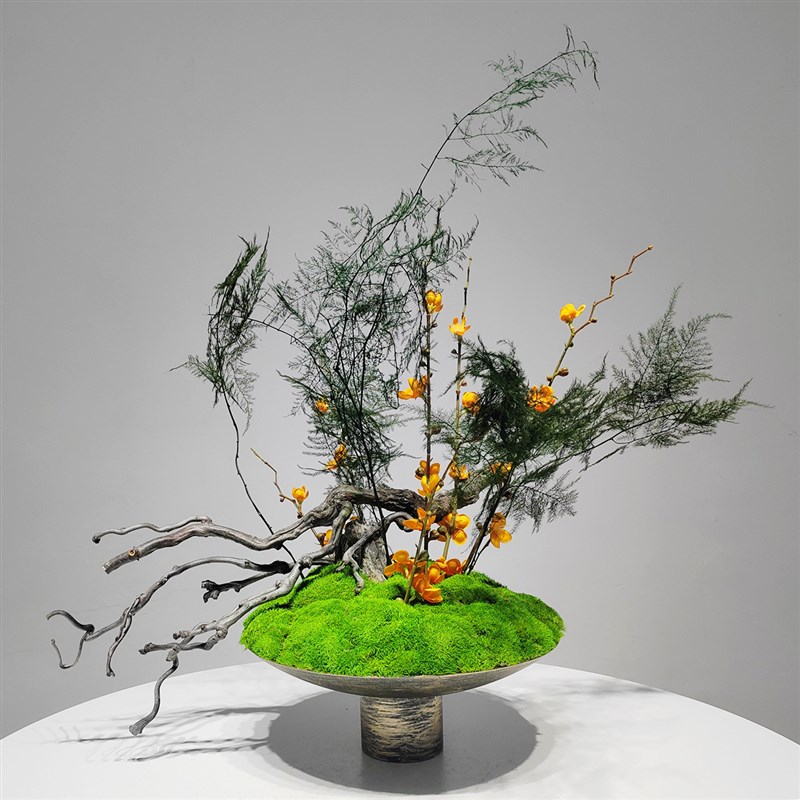 新中式创意永生苔藓仿真花艺摆件客F厅展厅玄关绿植盆栽装饰品摆