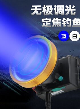 灯夫之宝夜钓头灯 强光无极调光可充光头戴式超亮蓝电钓鱼渔白黄