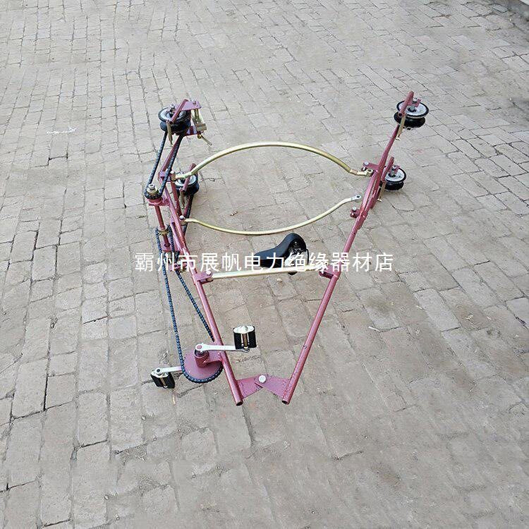 带电作业双线飞车导线检修铝合金飞 车自行车式高压线路维修车