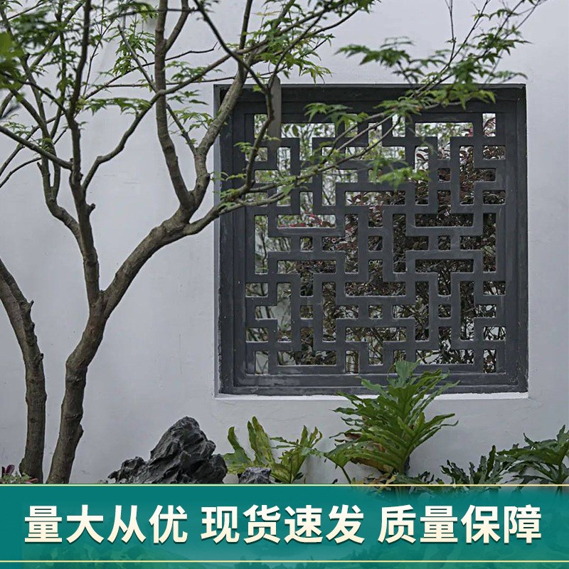 铝合金窗花格栅镂空木纹中式方管焊接铝窗花玄关造型街道改造窗花图片