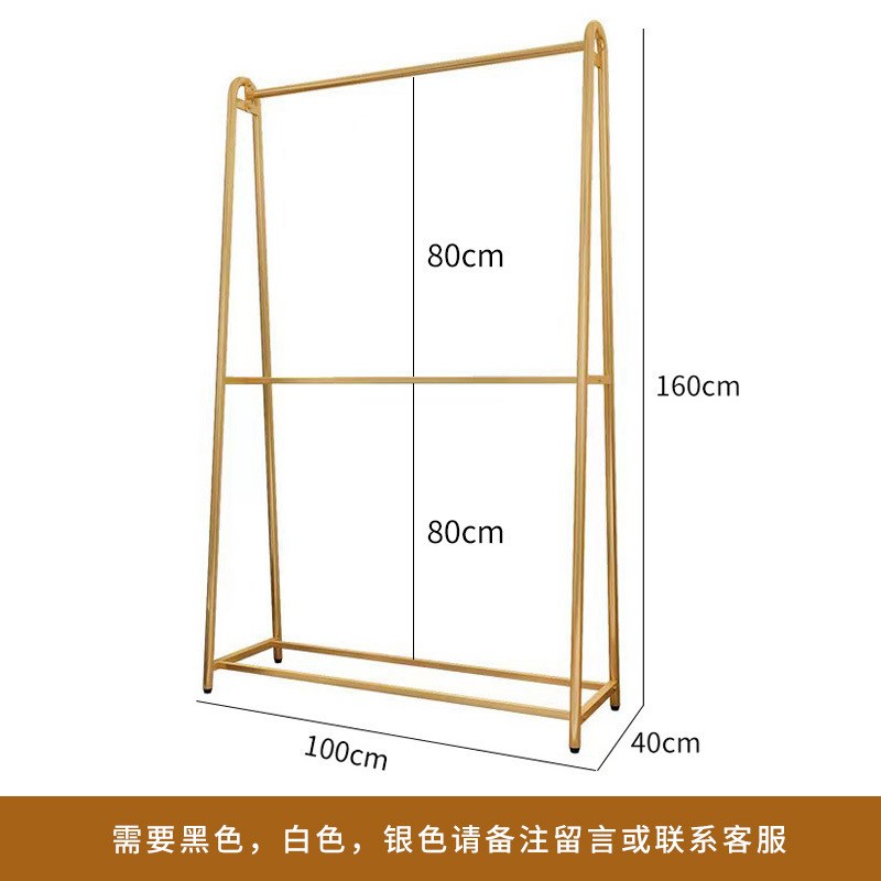 服装店金属铁艺展示架陈列架带轮可移动双杆衣架双层落地式挂衣架图片