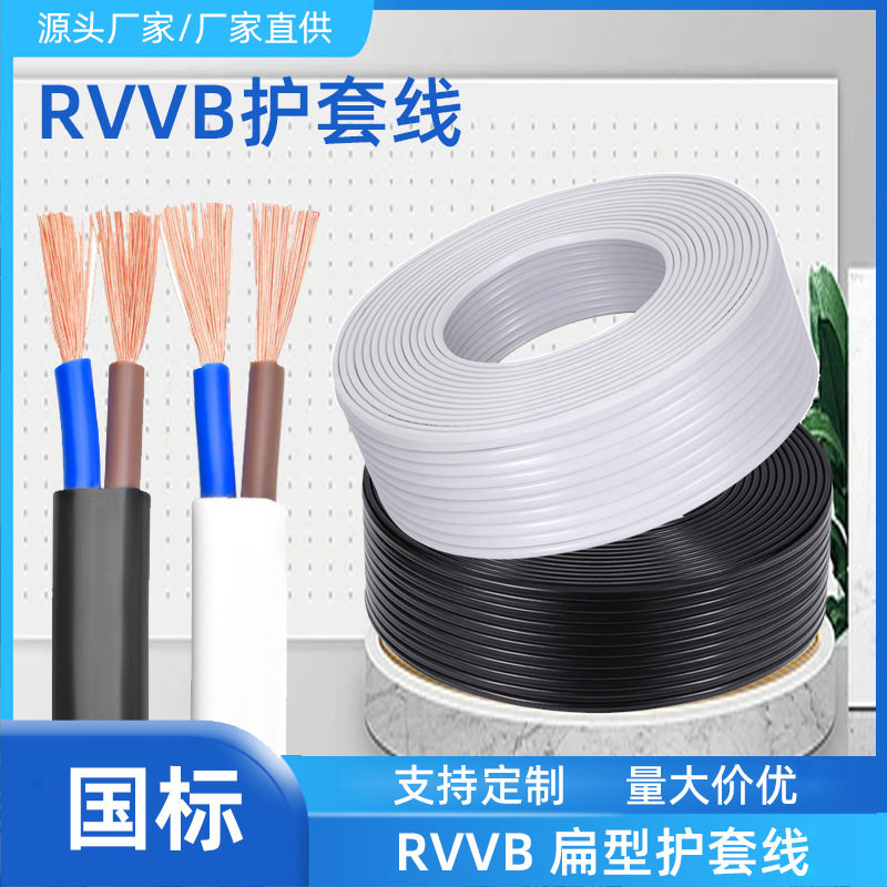 国标纯铜RVVB-2芯电源护套线