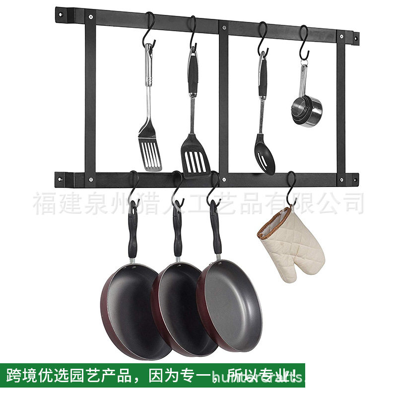 黑色简约工业风铁艺壁挂挂钩架