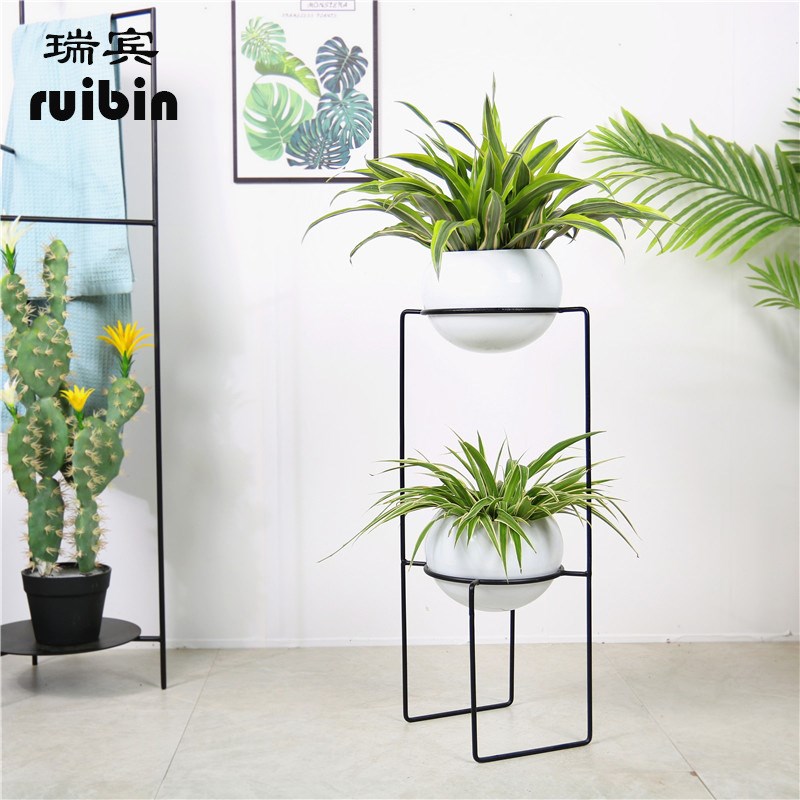 北欧室内花架铁艺盆栽架创意阳台客厅装饰绿萝花架花盆支架装饰品