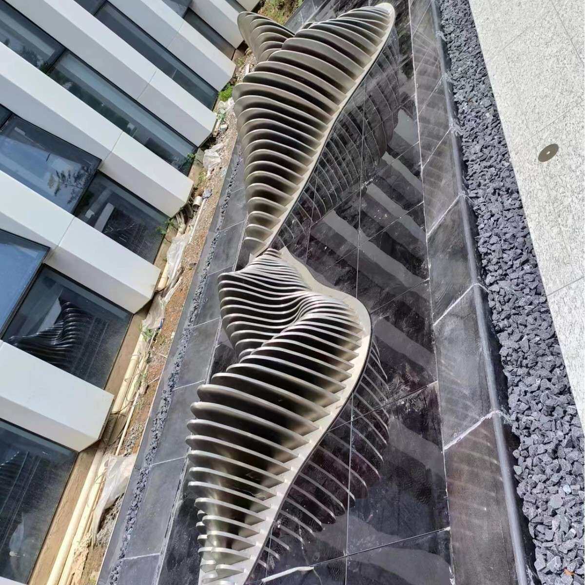 酒店商城户外水景异形假山抽象风景切片不锈钢雕塑景观小品摆件