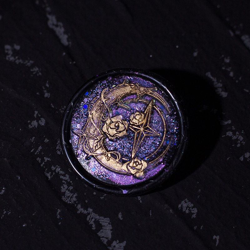 信下【星月玫瑰柄月亮分层火漆印章 蜡粒手】套装礼盒墨封封口