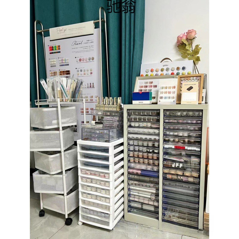 A4美甲收纳甲油胶柜抽屉式储物柜烘焙模具资料柜财务票.据柜布样