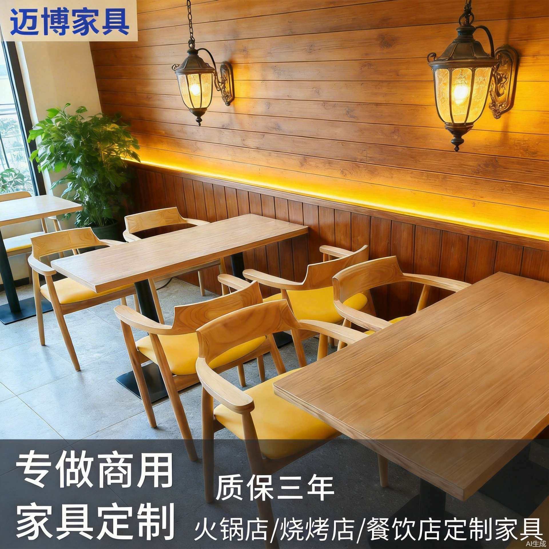 安徽合肥商用实木餐桌椅小吃快餐甜品广岛椅食堂快餐店