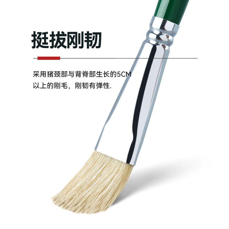 中盛装材 长杆猪鬃油画笔6支套装 鬃猪毛水粉笔 水粉套画笔305