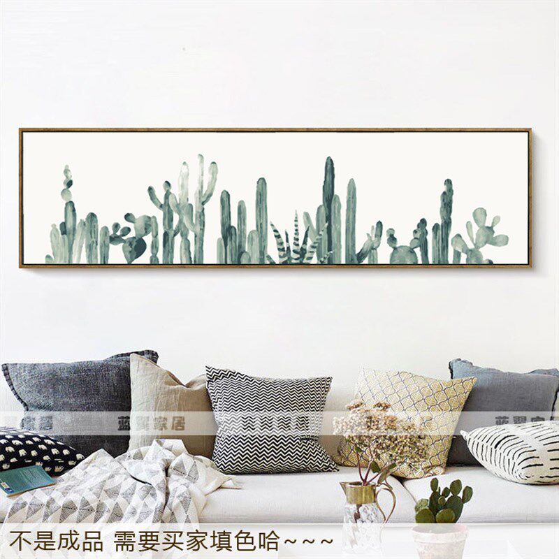 仙人欧横幅DIY自绘数字油画油彩画北掌植肉多物田园小清新装饰画