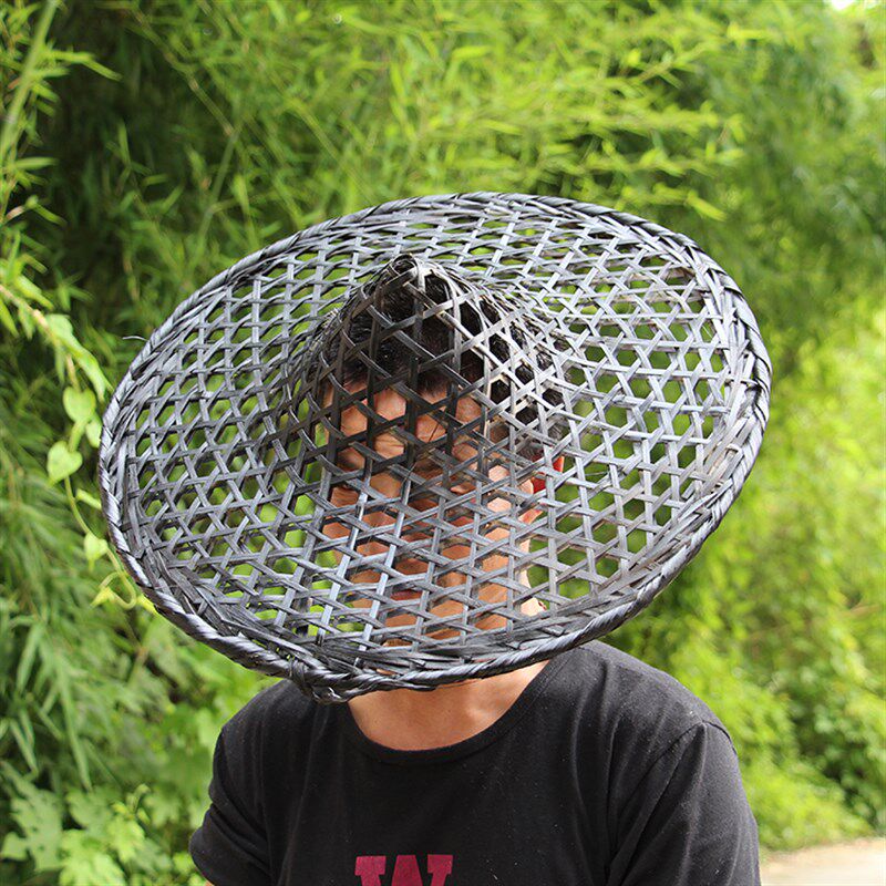 竹/斗笠帽装/黑侠客帽/仿古古子灯罩帽编舞台道具/黑色白色舞蹈帽