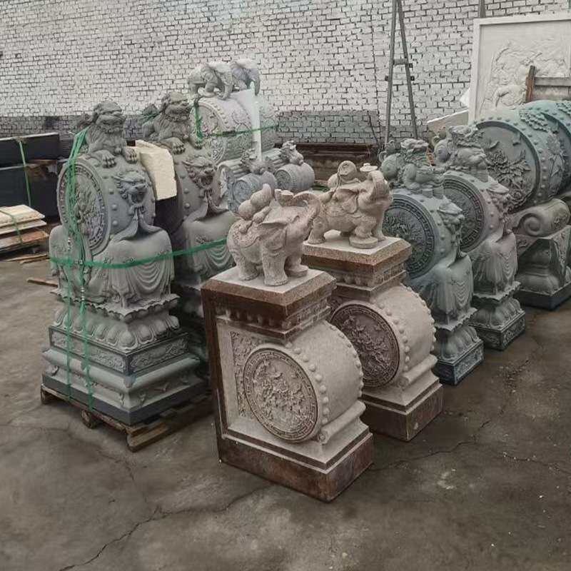 门口庭院大型石雕门墩石青石门墩石雕石狮子家用大门摆件装饰