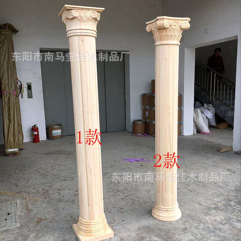 东阳木雕欧式罗马柱 实木垭口圆罗马柱 半圆柱 电视背景雕花柱子