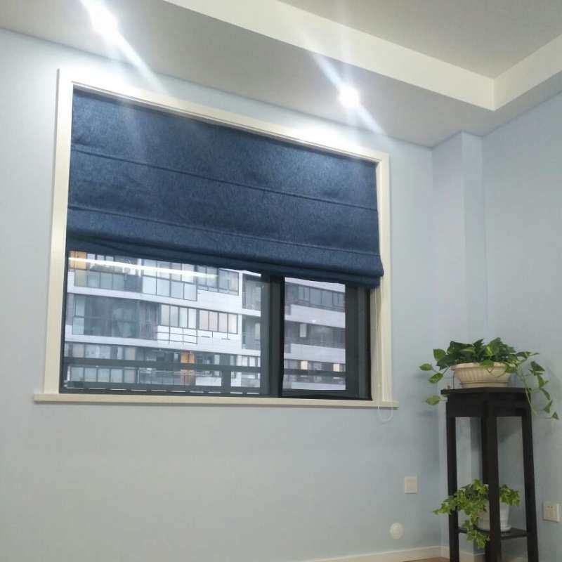 遮光罗马帘升降帘北欧卧室小户型飘窗棉麻小窗帘整体成品全遮光