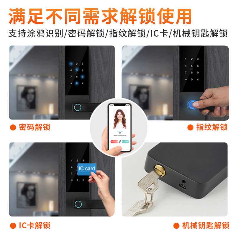 一握开智能锁公寓民宿家用防盗门指纹密码锁电子锁工程酒店办公室